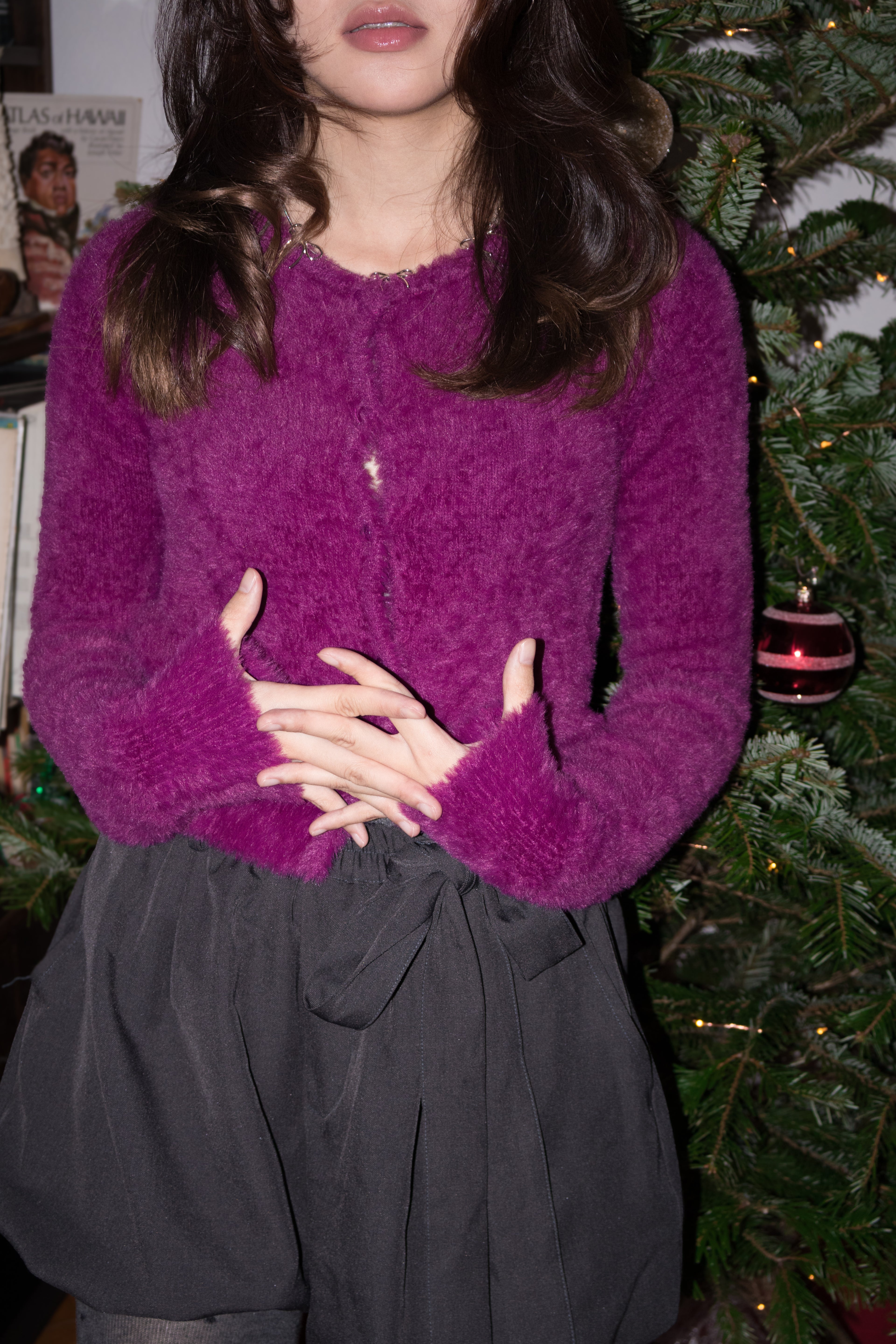 Soft Furry Cardigan (Purple)