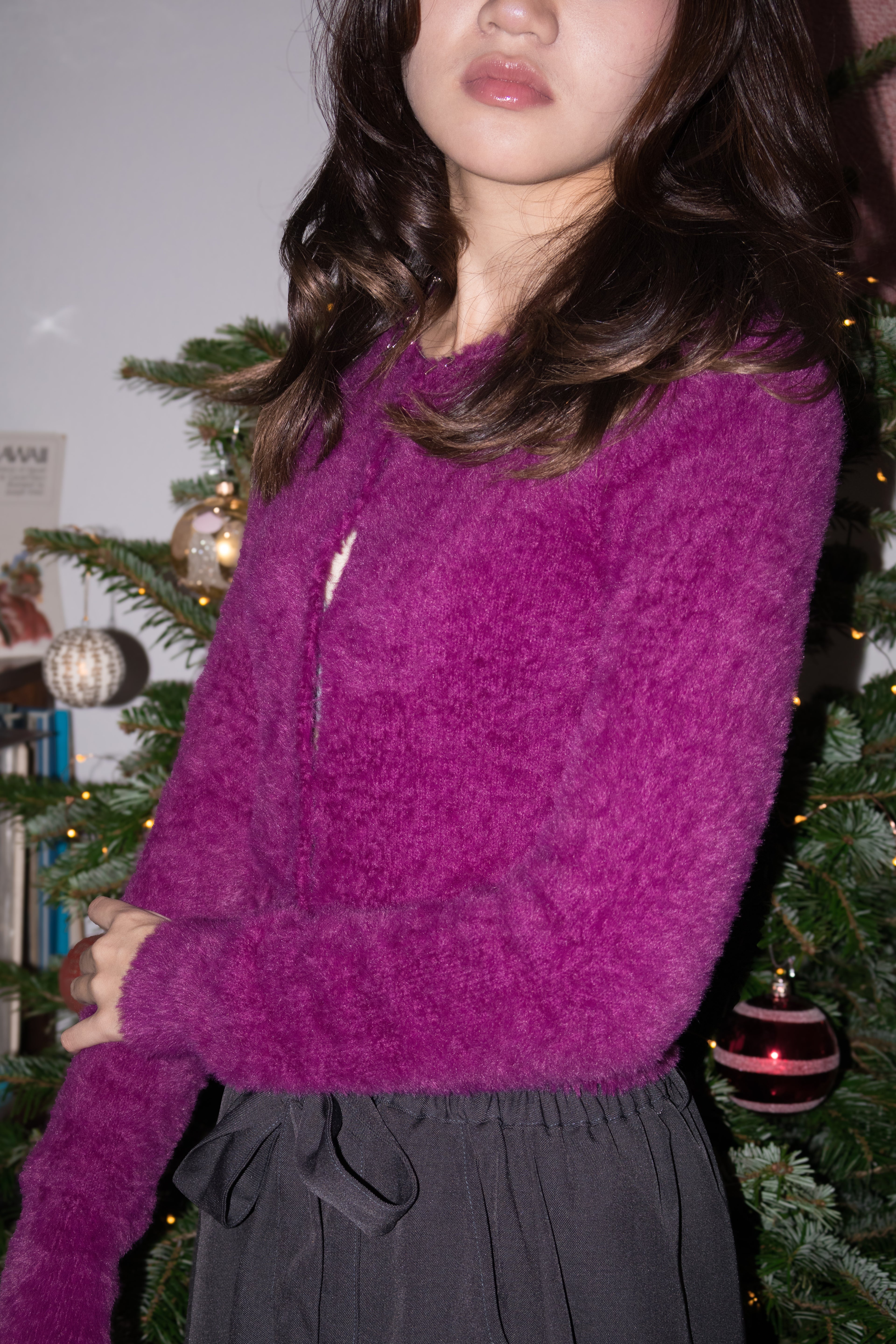 Soft Furry Cardigan (Purple)