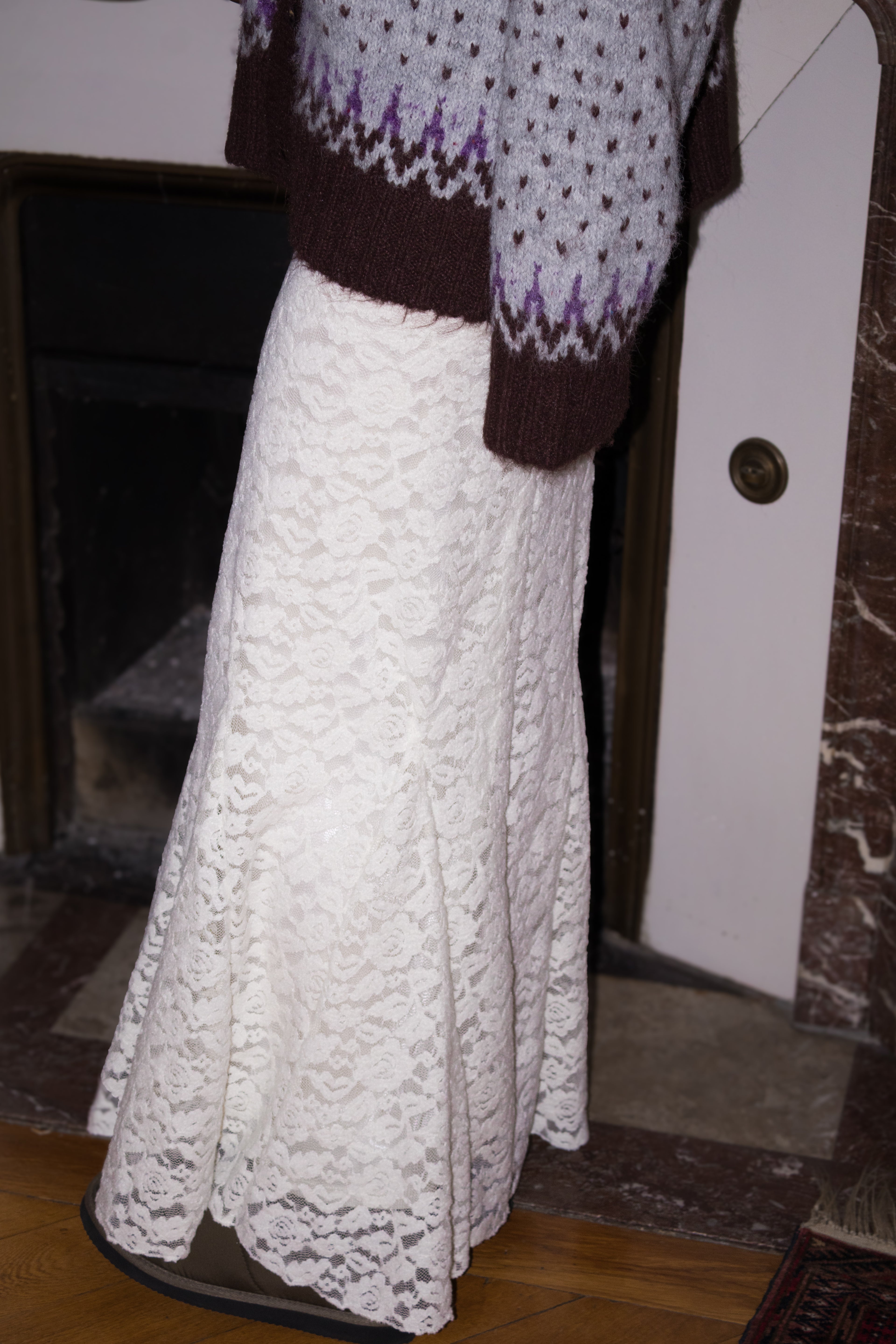 White Rosey Long Skirt