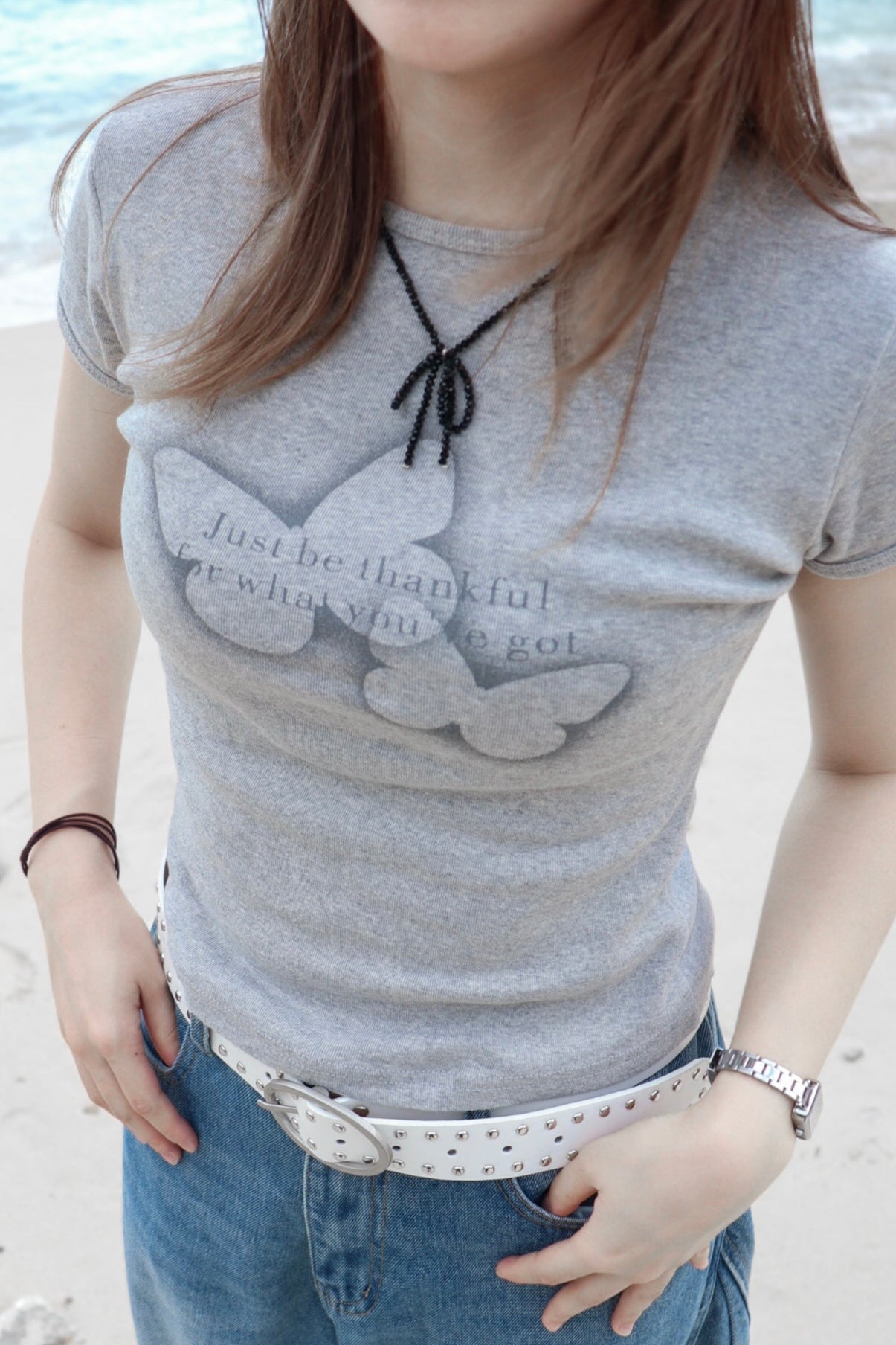 Butterfly Slim-Cut Tee ( Grey )