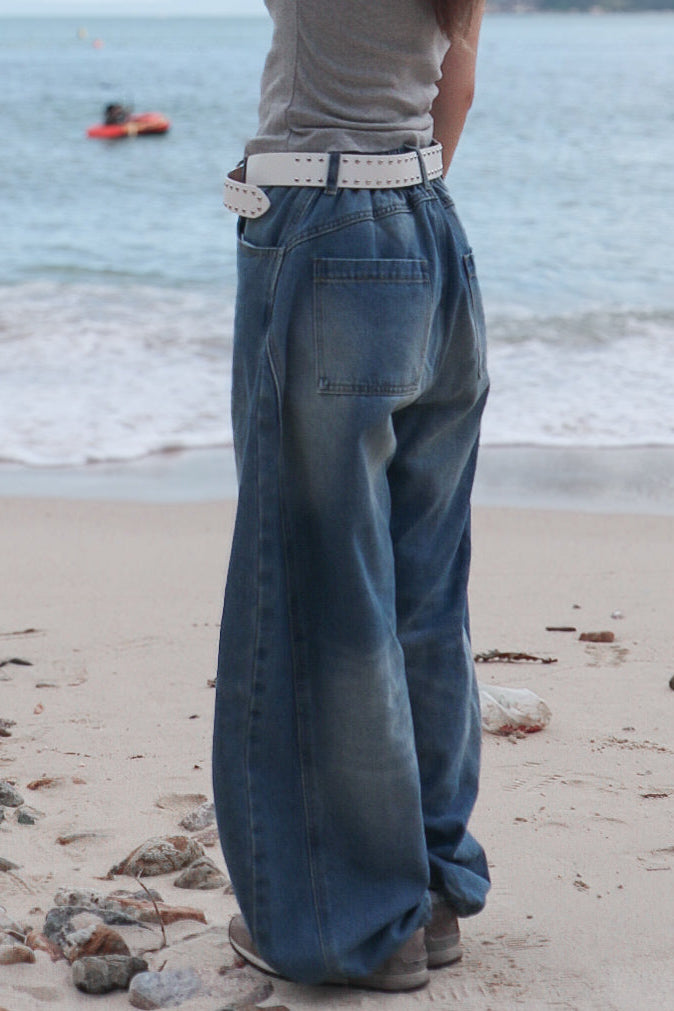 Side Barrel Jeans ( Blue Denim )