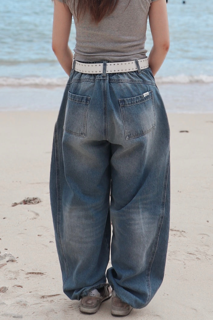 Side Barrel Jeans ( Blue Denim )