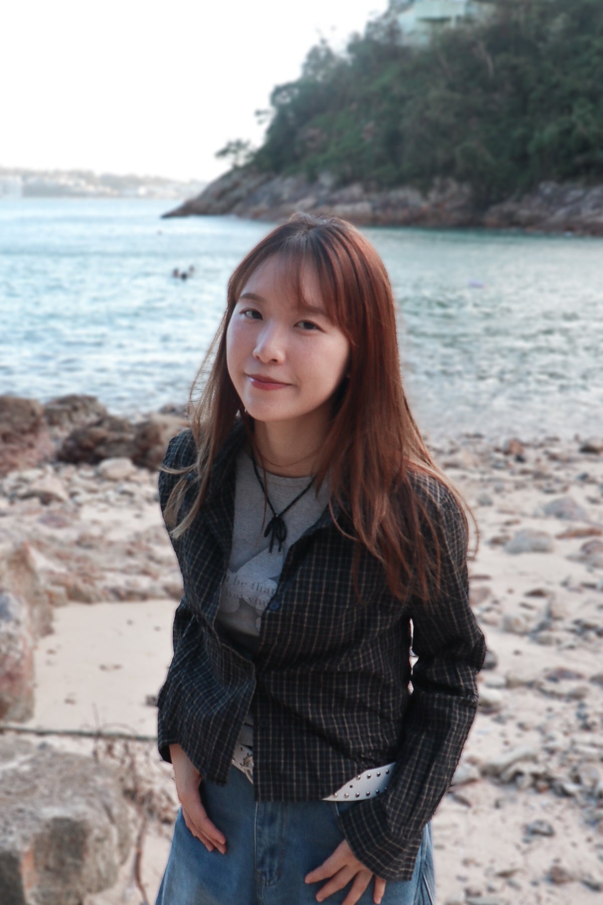 Mono Checked Cropped Shirt ( Black )