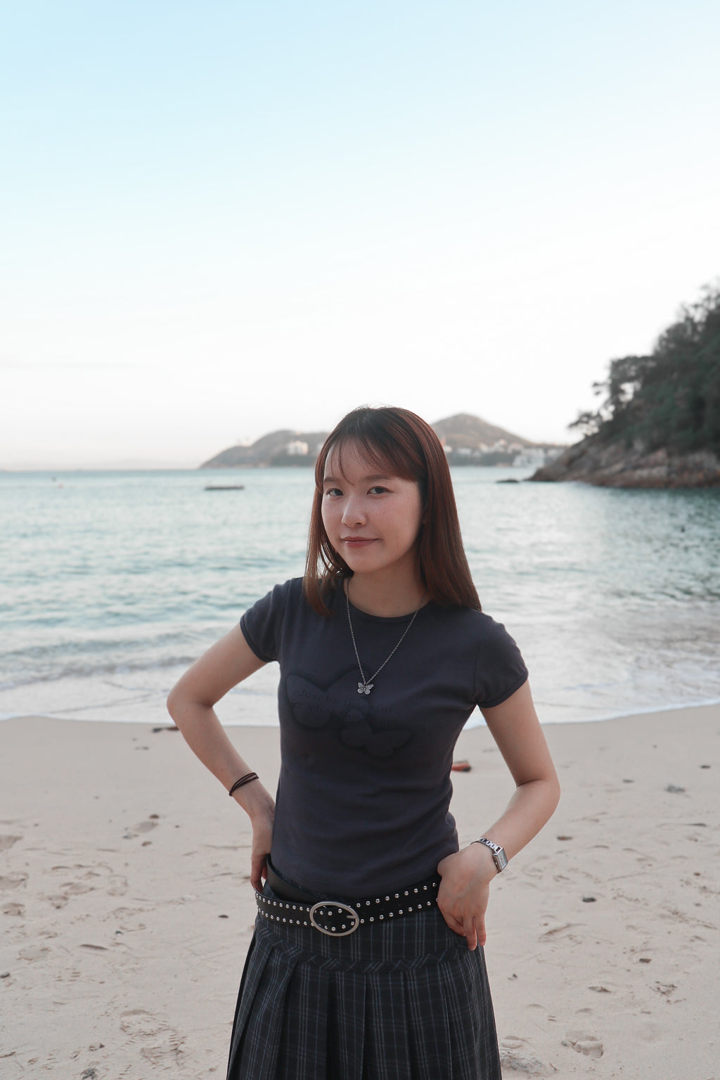 Butterfly Slim-Cut Tee ( Charcoal )