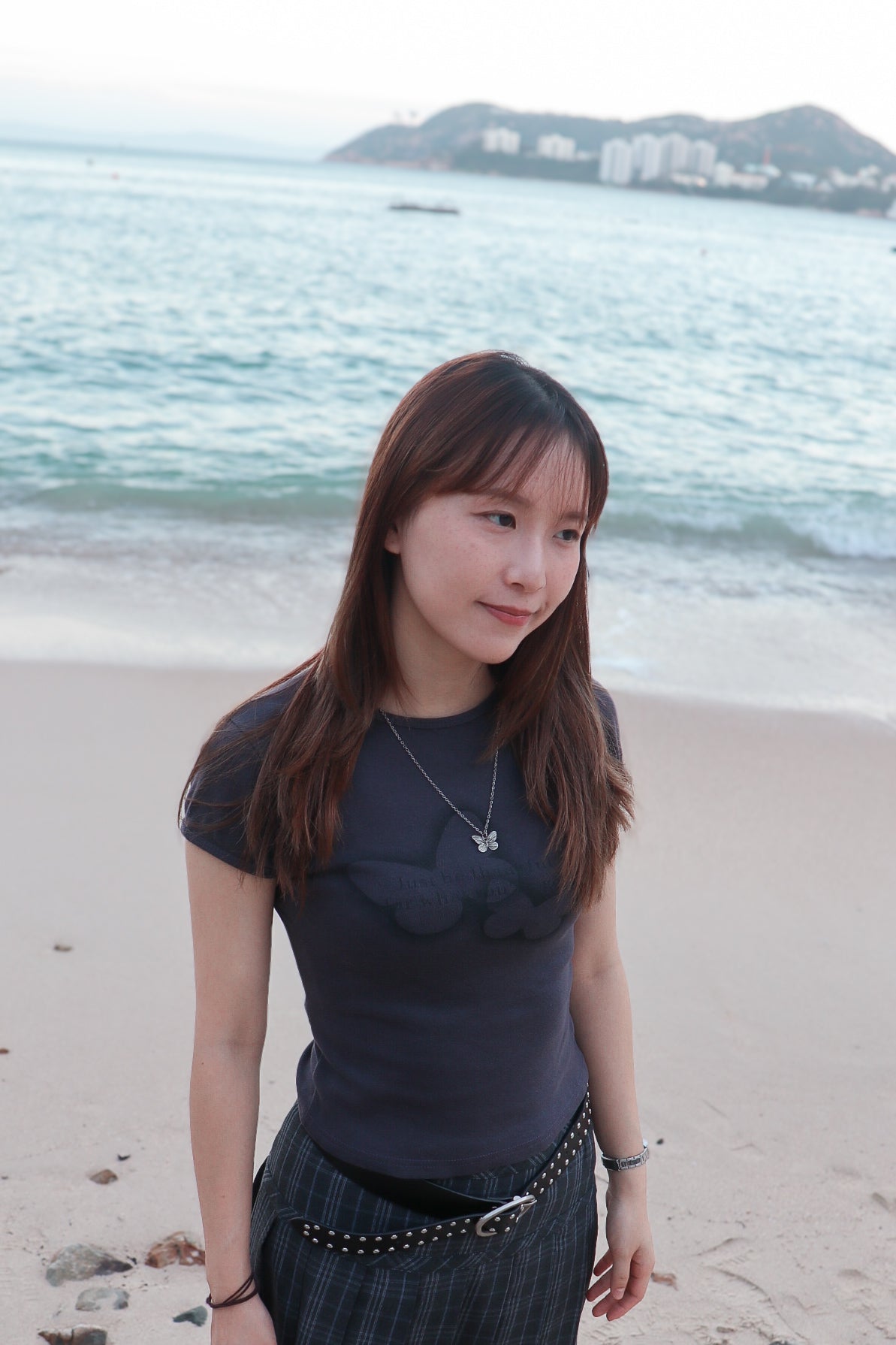 Butterfly Slim-Cut Tee ( Charcoal )