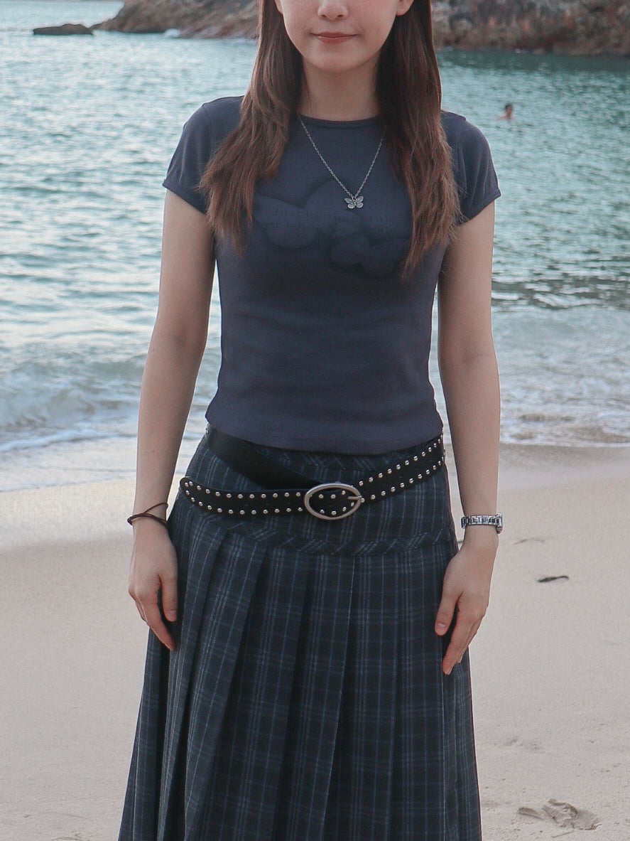 Silver Studded Oval Belt ( Black )