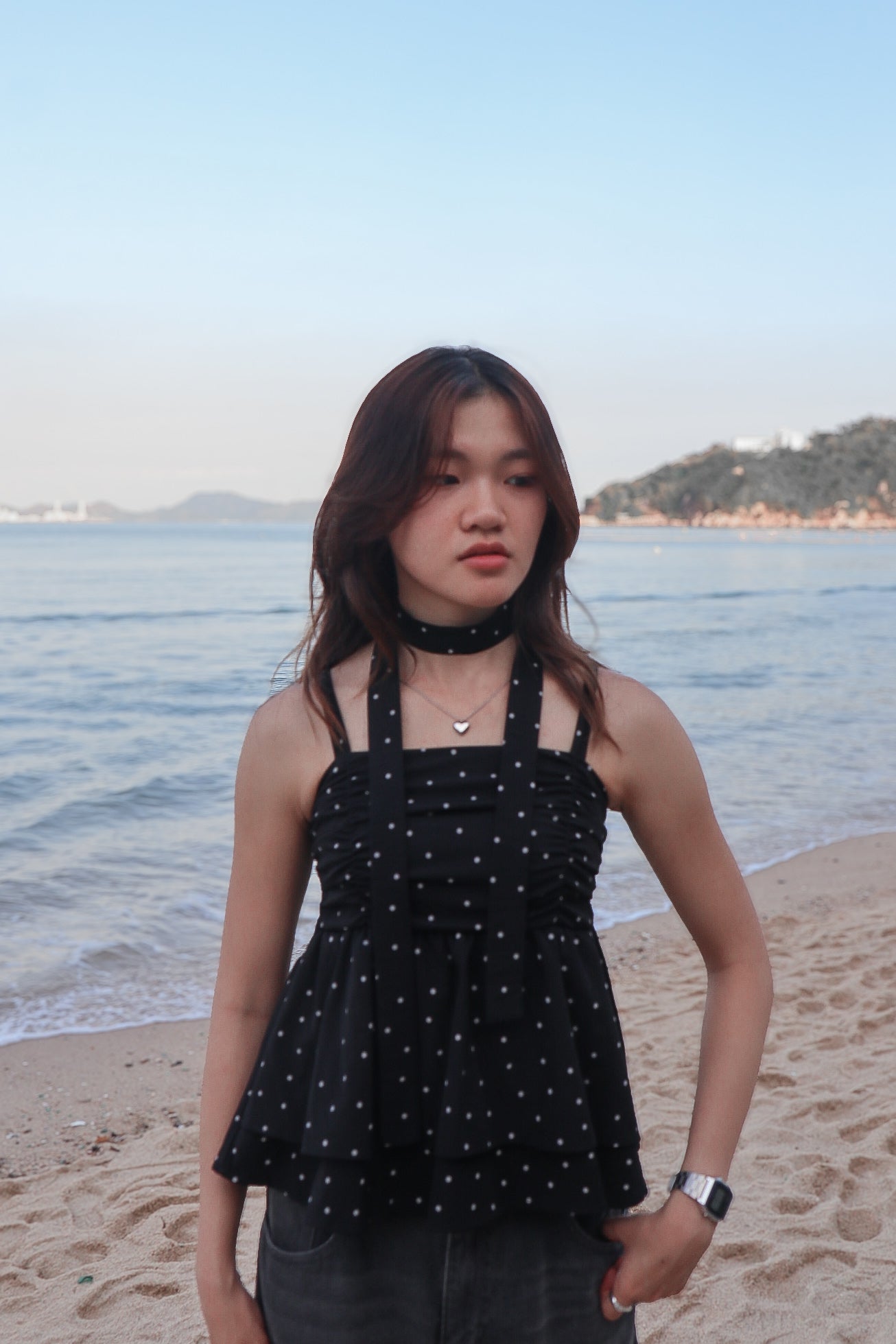 Polka Dot Top Set ( Black )