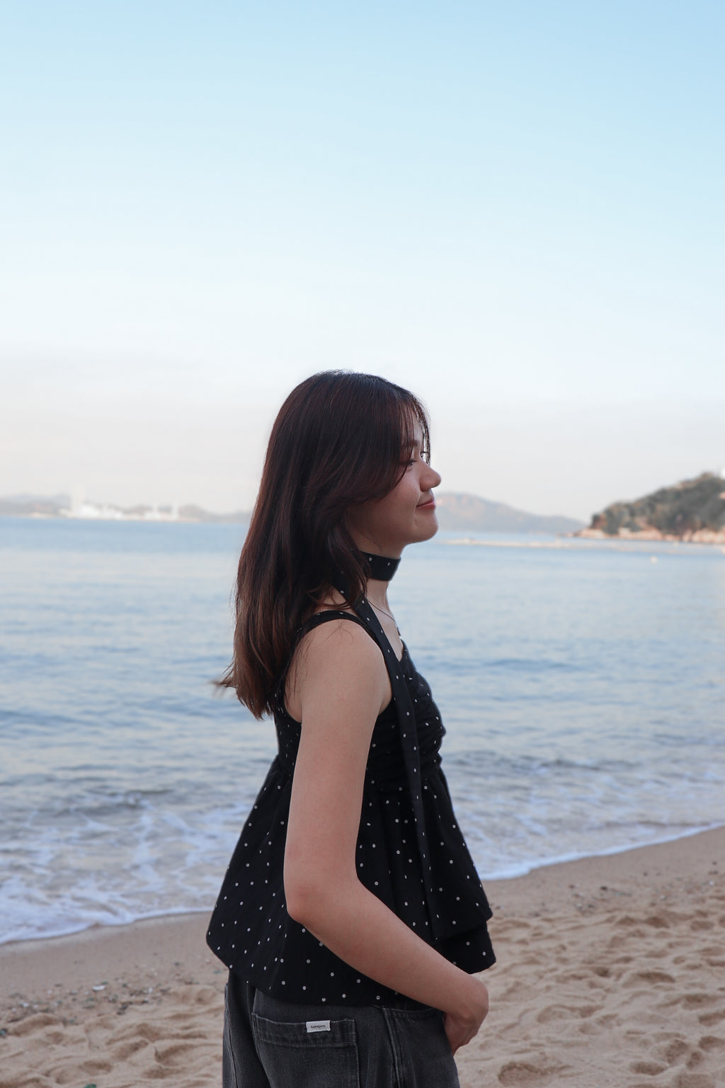 Polka Dot Top Set ( Black )