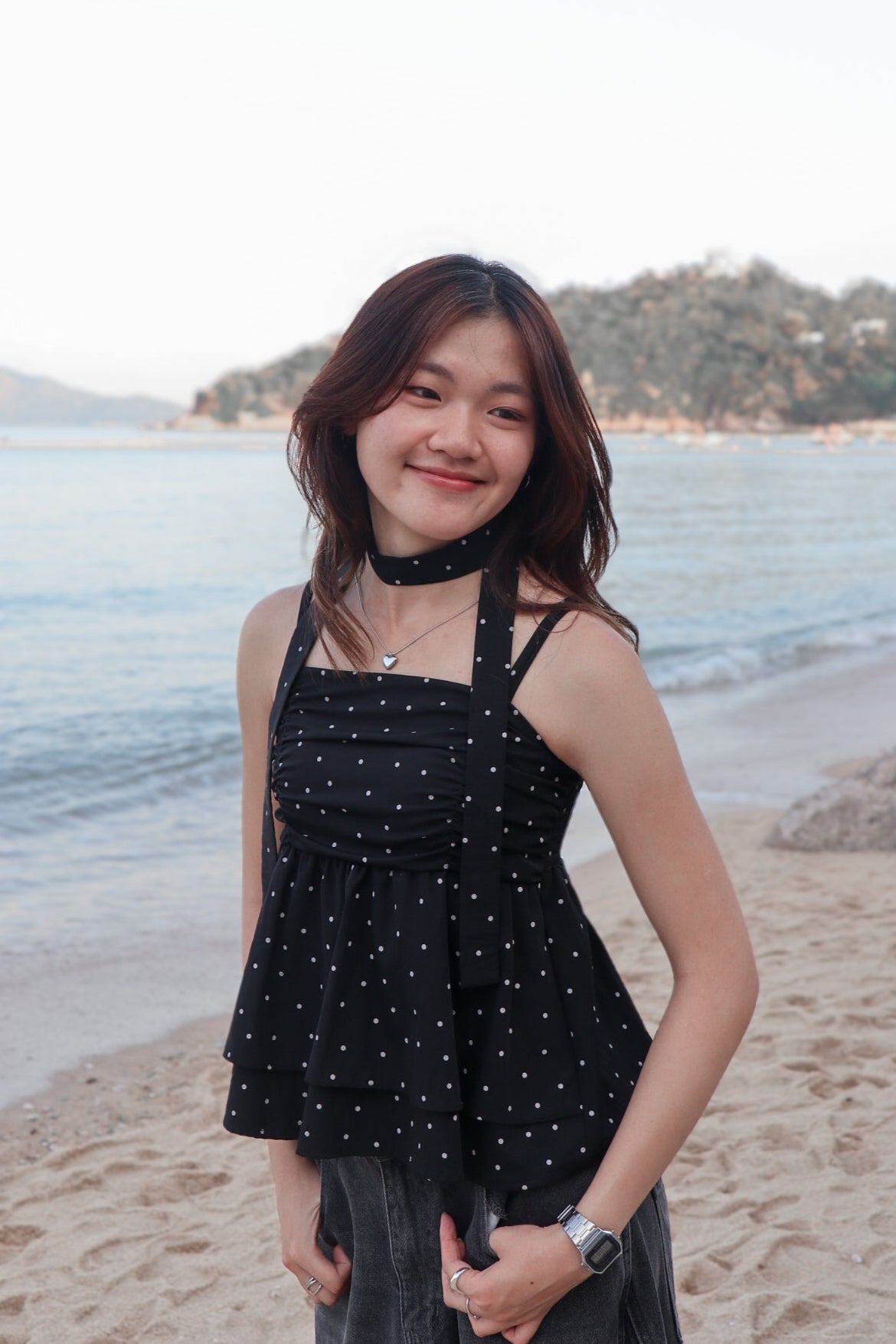 Polka Dot Top Set ( Black )