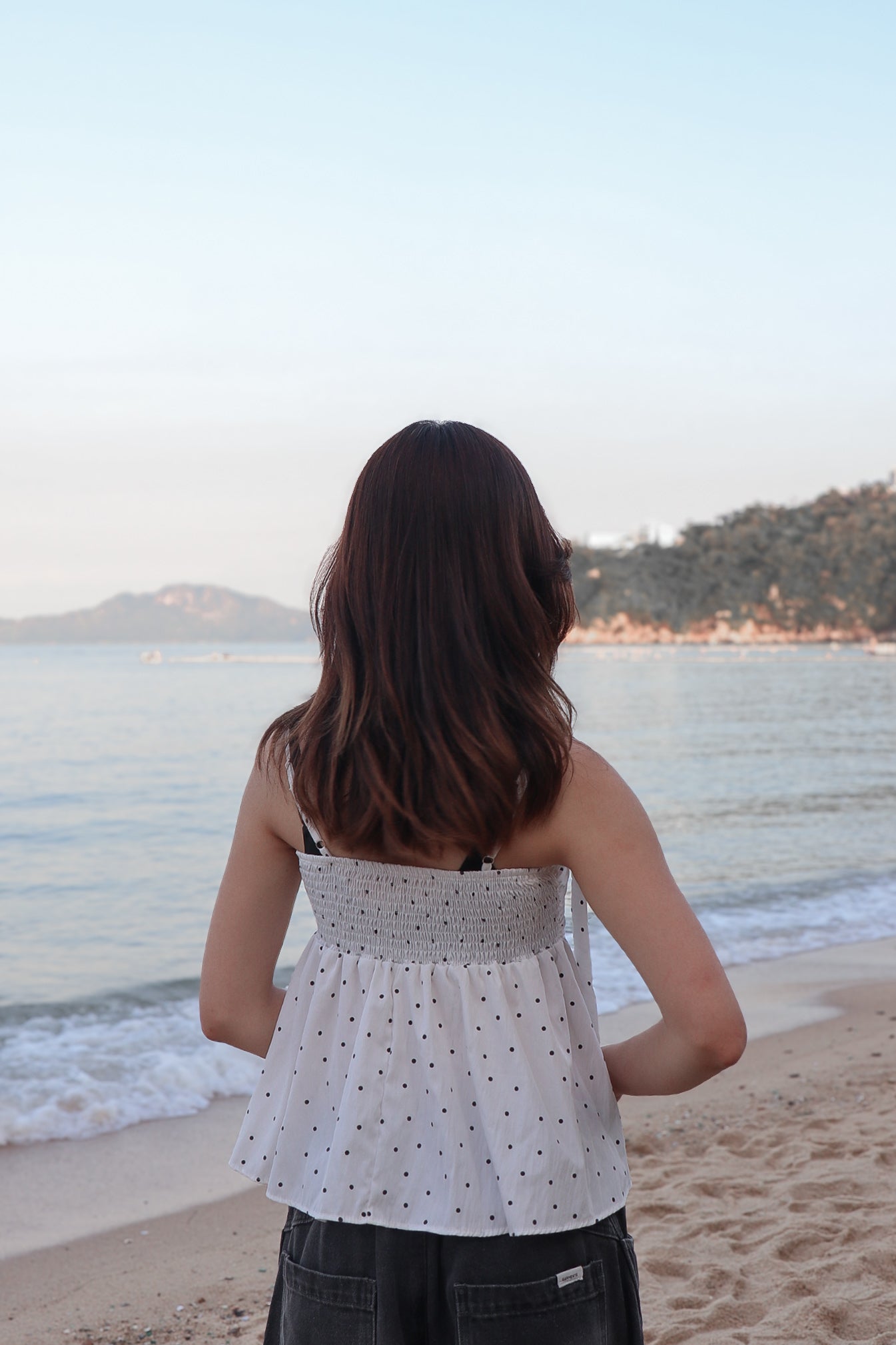 Polka Dot Top Set ( White )
