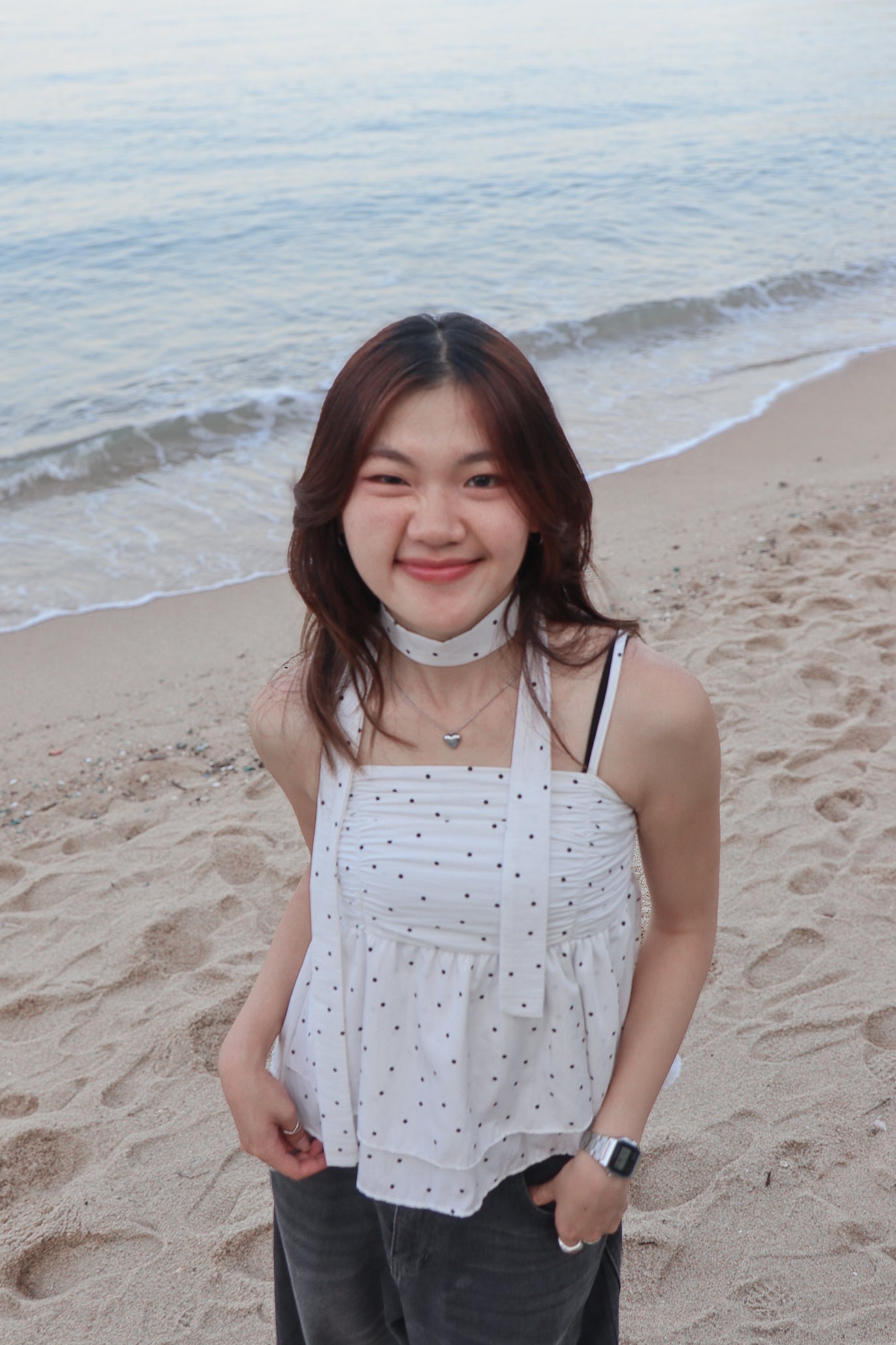 Polka Dot Top Set ( White )