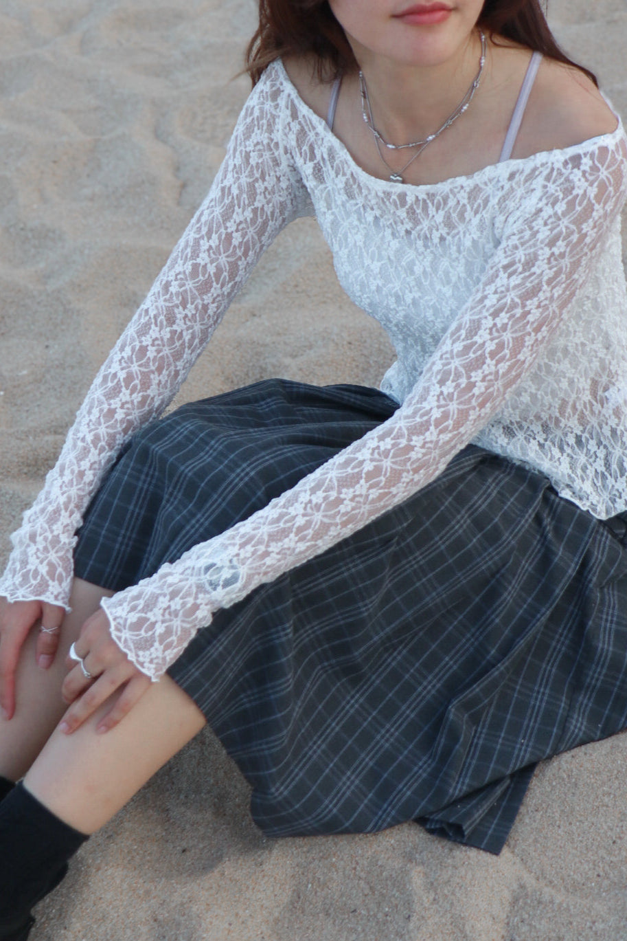 Rosey Lace Top ( White )