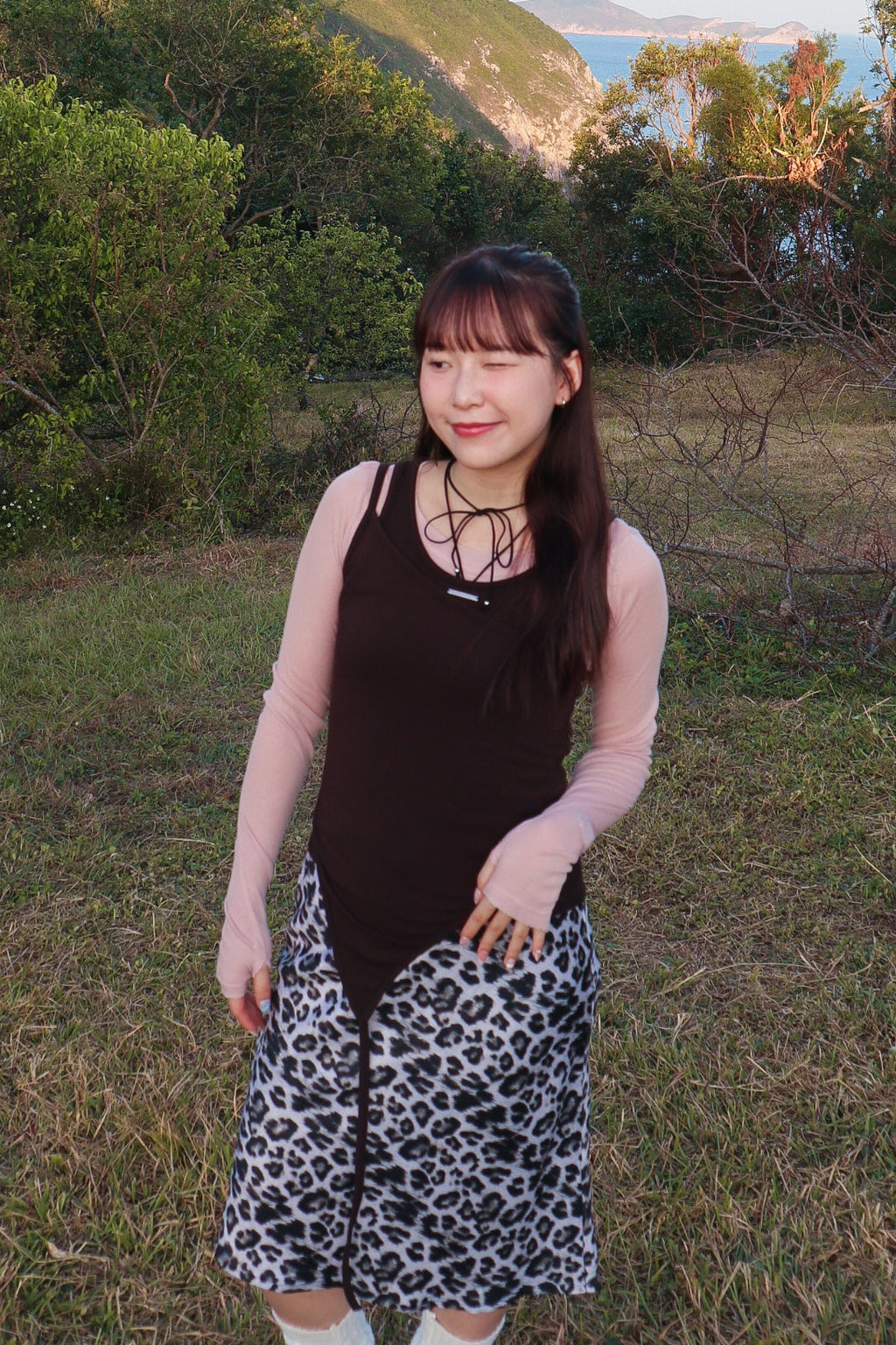 Layered Sleeveless Set (Brown)