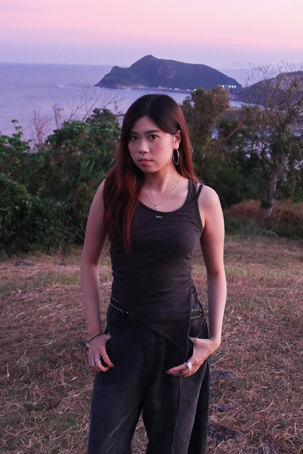 Layered Sleeveless Set (Charcoal)