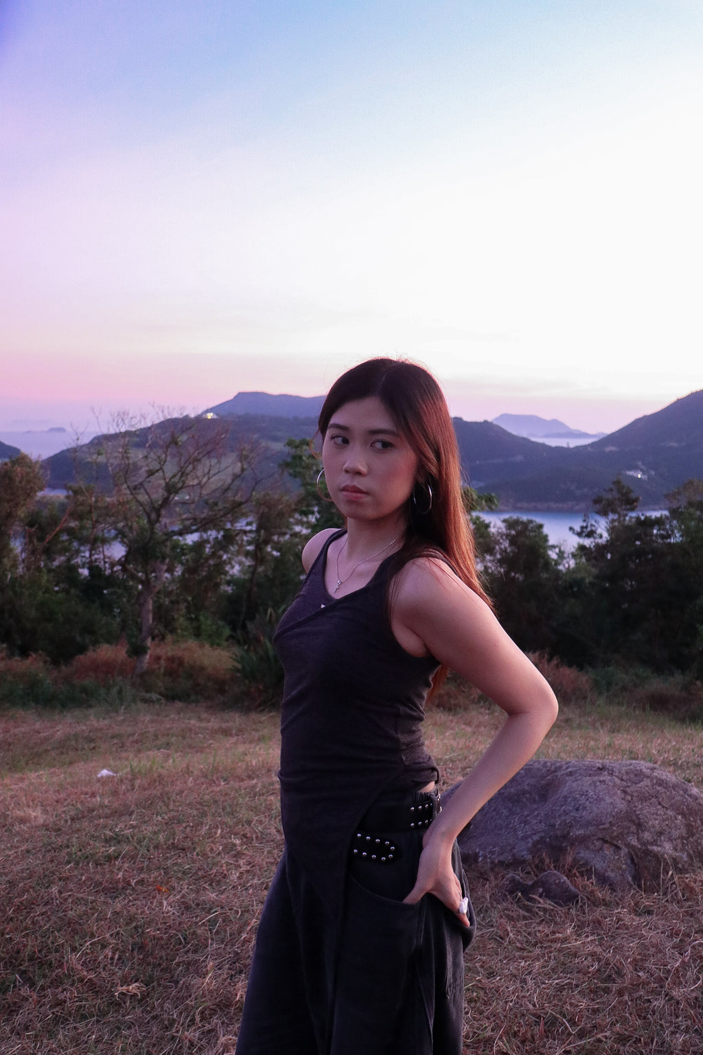 Layered Sleeveless Set (Charcoal)