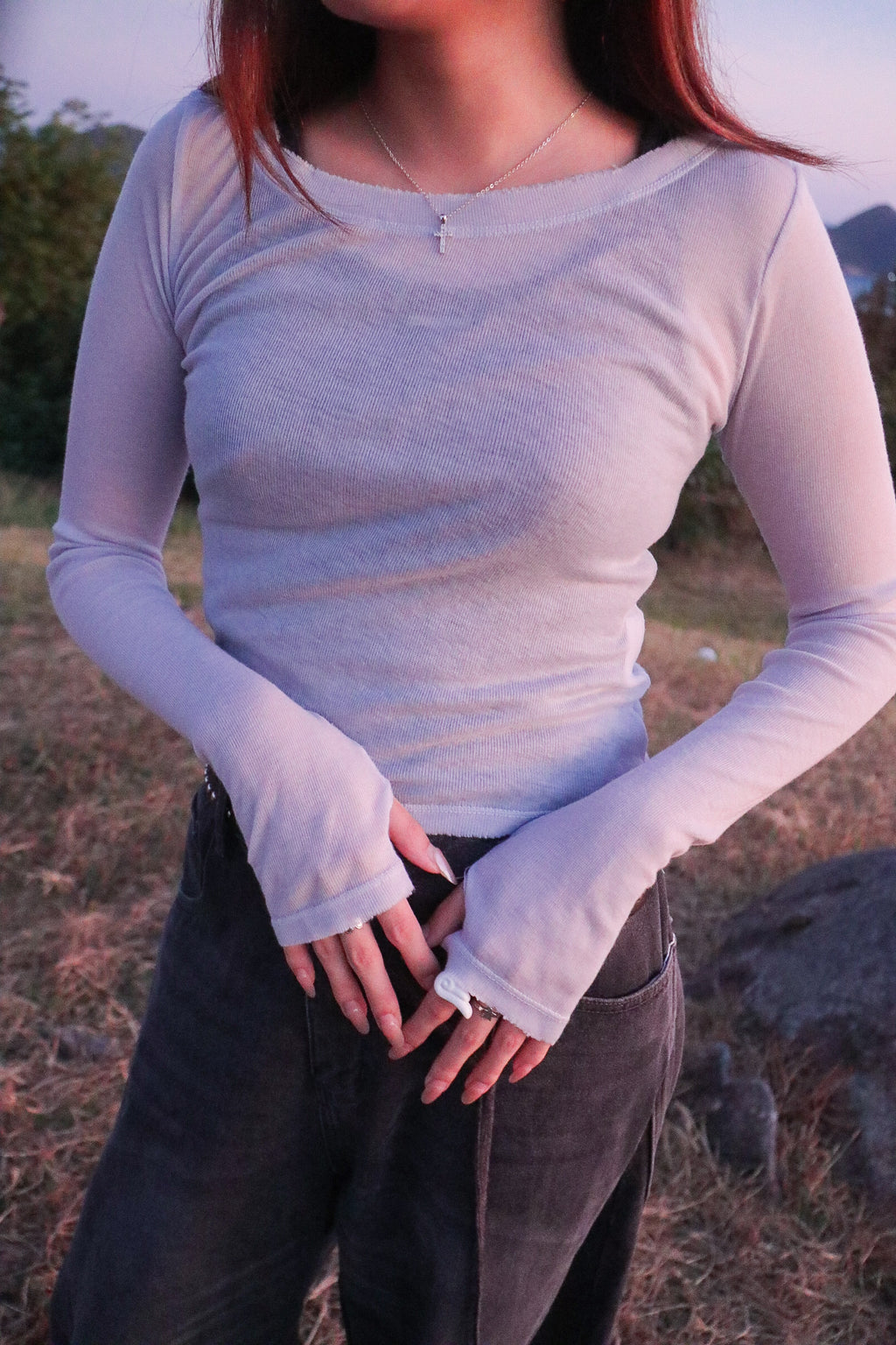 Marshmallow Sheer Top (Baby Blue)